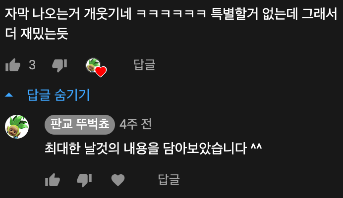 자막에 만족한 한 시청자의 댓글.