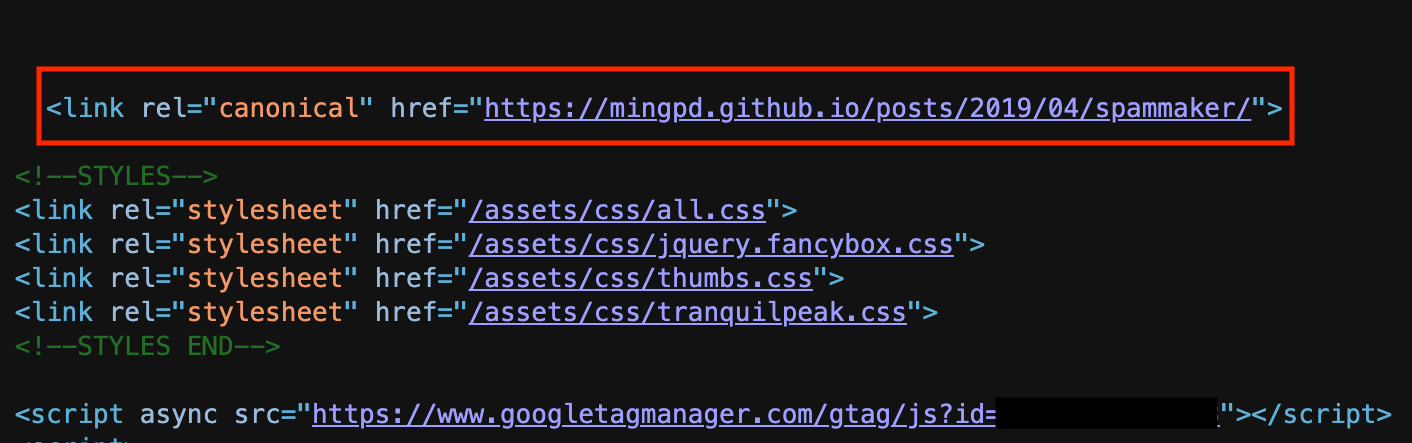 mingpd.github.io의 자기참조 canonical 태그